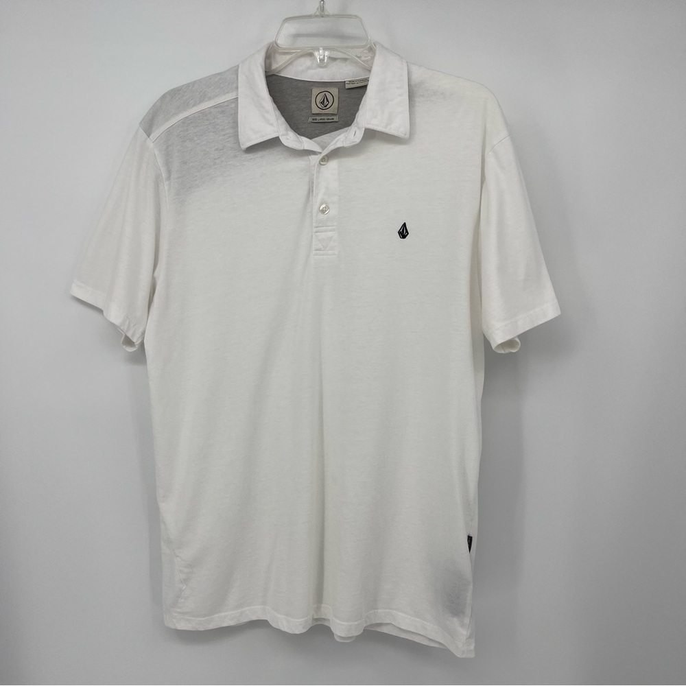 Volcom White Short Sleeve Polo Shirt Normcore Grunge Minimalist Skater Casual